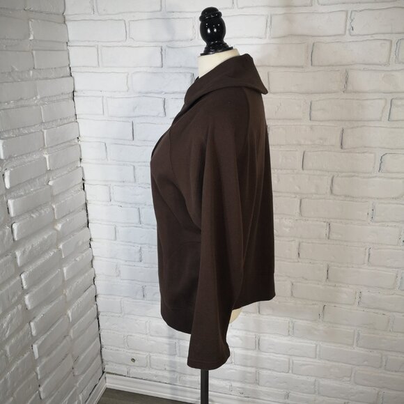 Talbots Petites Ladies Size 1X Dark Brown V-neck Terry Lined Made in Korea Top - Picture 4 of 10